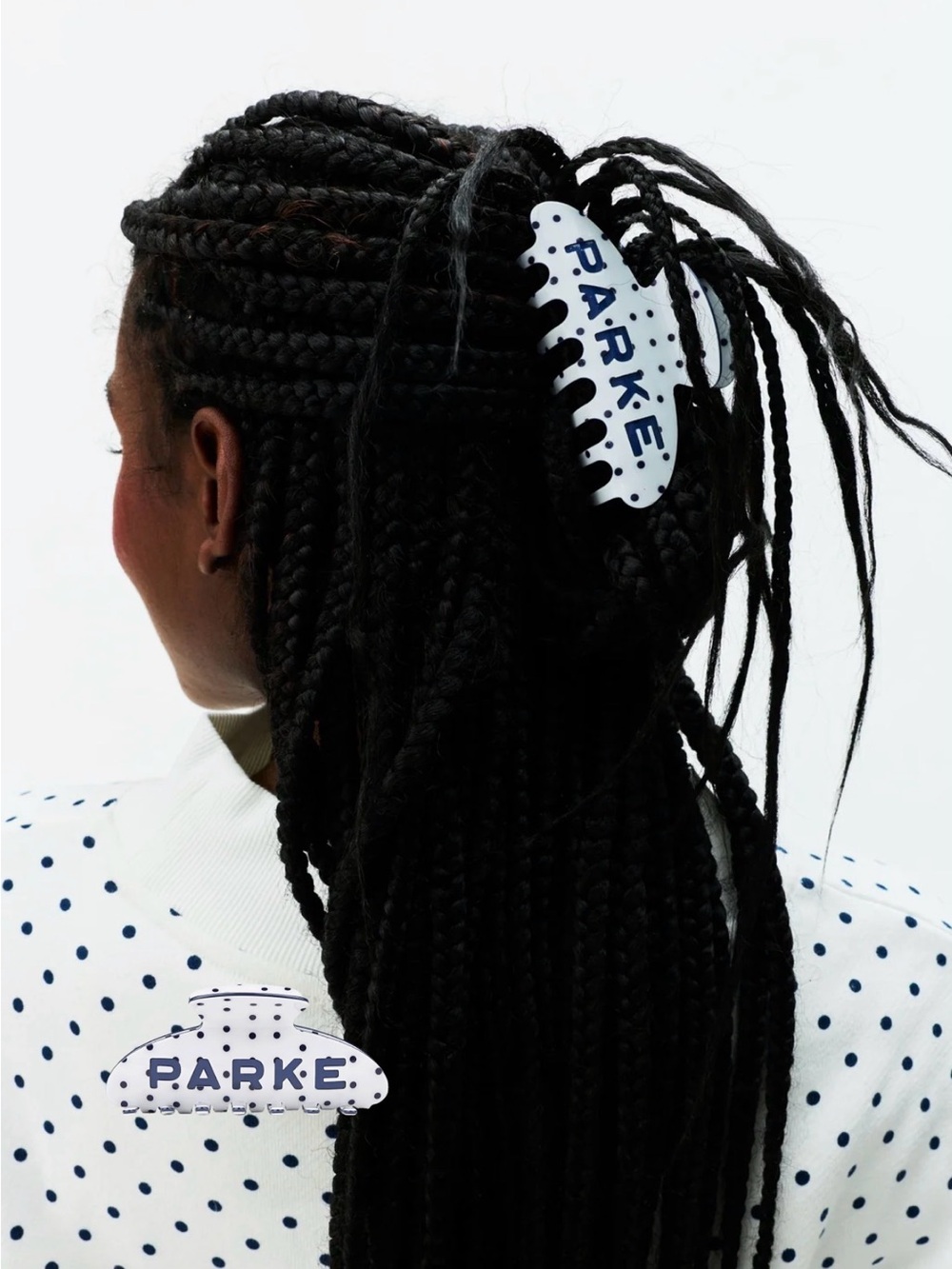 PARKE claw clip polka dot white